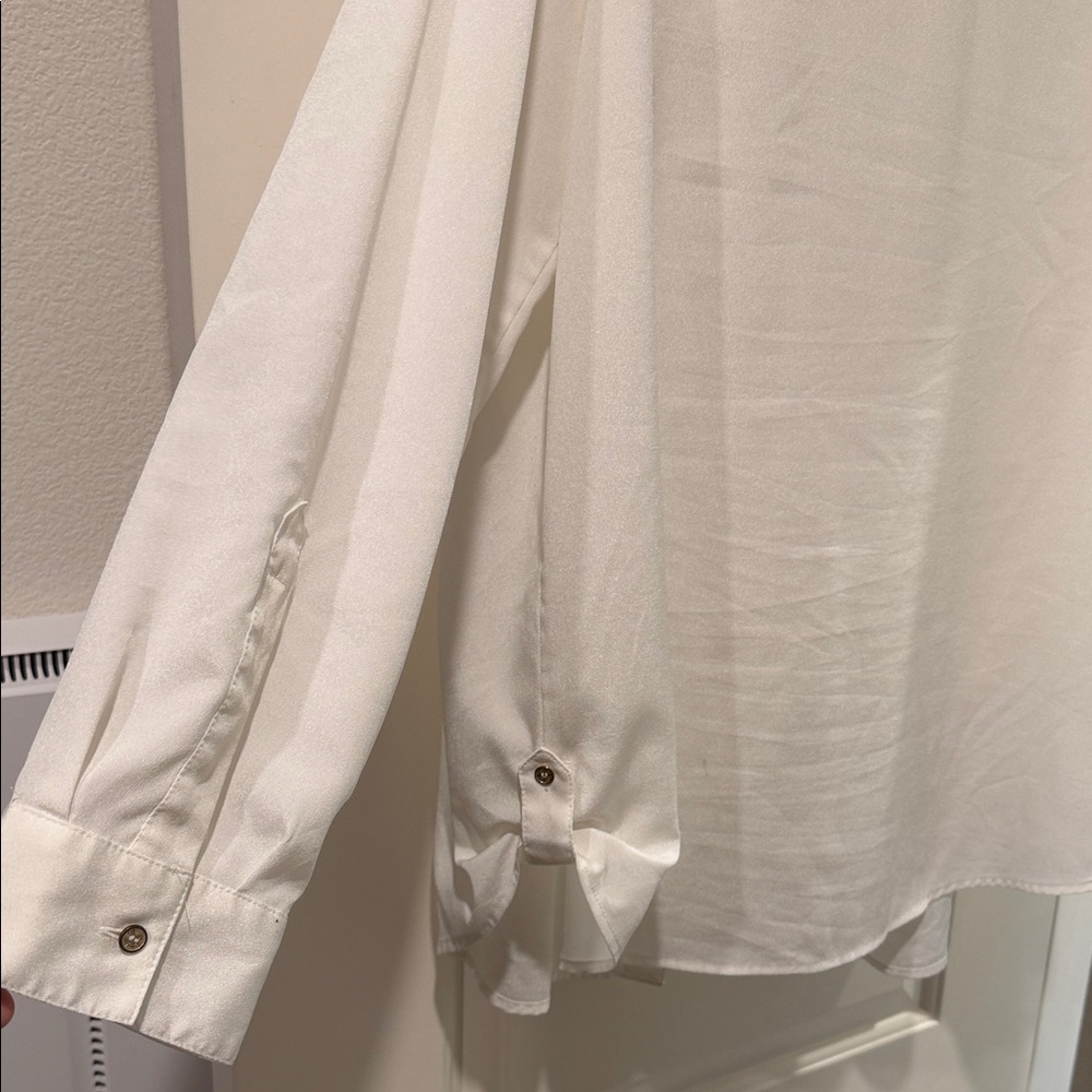 Calvin Klein Cream Long Sleeve Shirt with Zipper Pockets - Picture 6 of 8